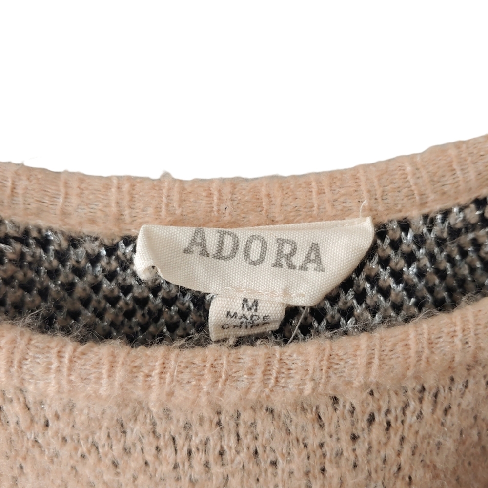Adora Tan Animal Print Balloon Sleeve Sweater Size Medium - Picture 6 of 6